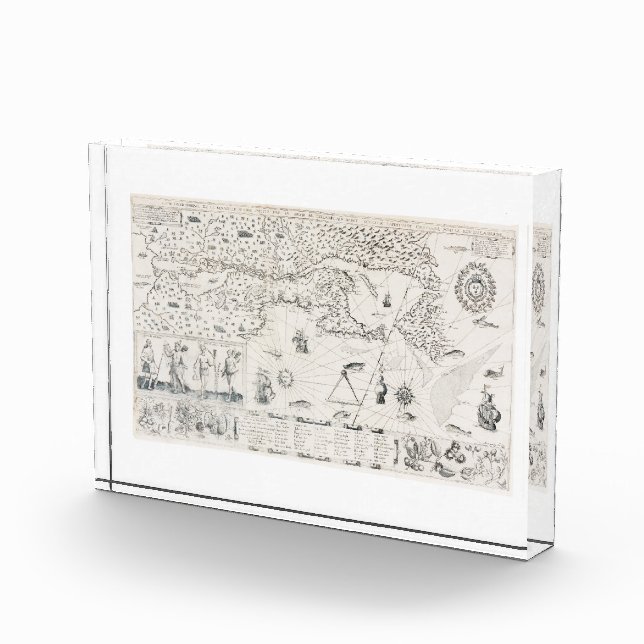 Mediaeval World map Quebec Nouvelle-France America Photo Block (Right)