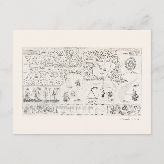 Mediaeval World map Quebec Nouvelle-France America Postcard (Front)