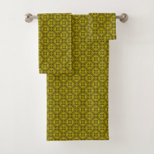 Mediaeval Yellow Black Lilies Romanesque Pattern Bath Towel Set