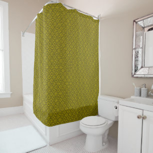 Mediaeval Yellow Black Lilies Romanesque Pattern Shower Curtain