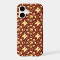 Mediaeval Yellow Red Rosette Flower Pattern