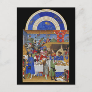 Mediaeval Zodiac January Capricorn & Aquarius Postcard