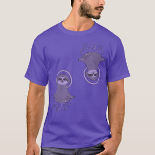 Mediating Zen Animal Astronaut Night Stars Sloths T-Shirt