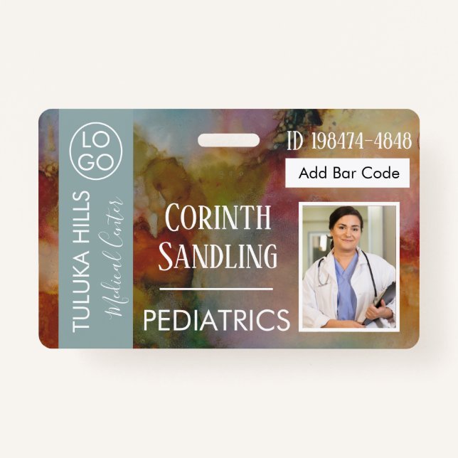 Medica Photo ID Floral Abstract ID Badge (Front)