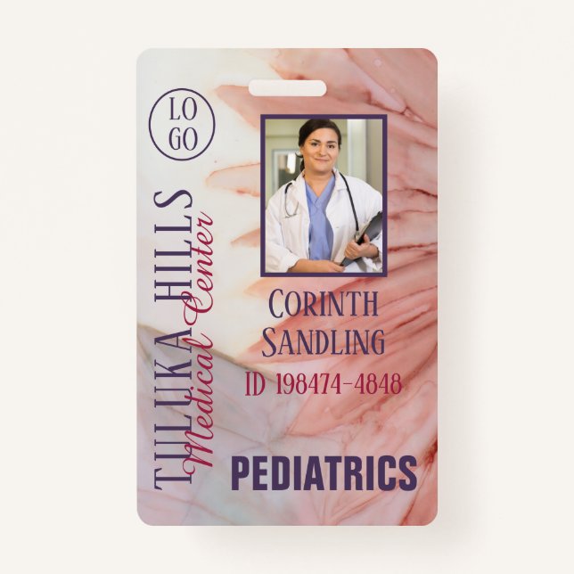 Medica Photo ID Pretty in Pink Inks ID Badge (Front)