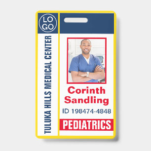 Medica Photo ID Red White and Blue Badge