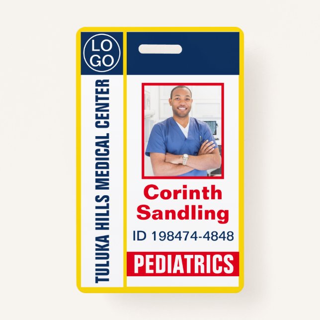 Medica Photo ID Red White and Blue ID Badge (Front)