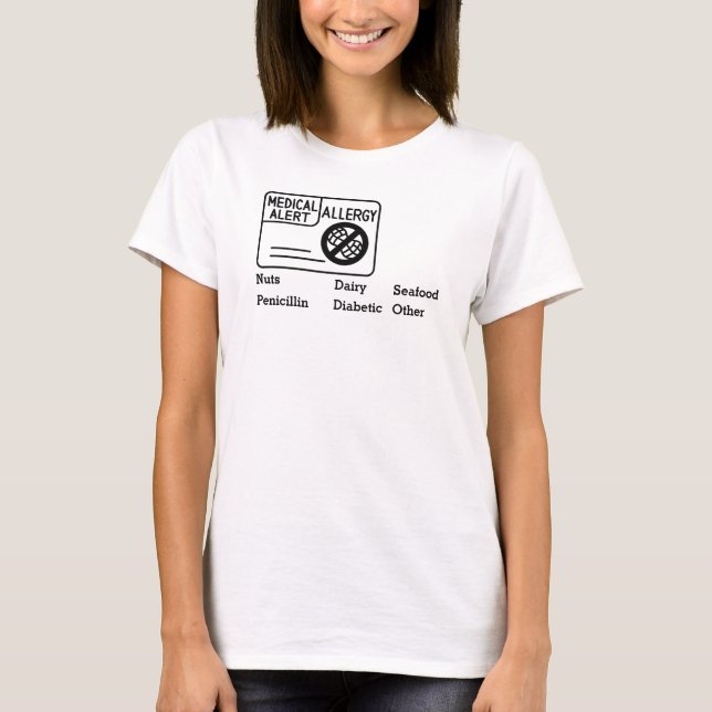 Medical Alert Allergy Emergency Personalise T-Shirt (Front)
