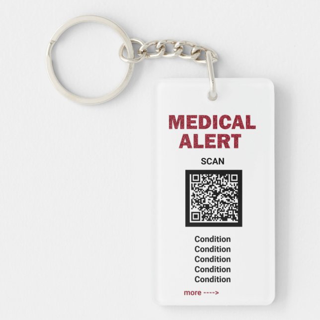 *~* Medical Alert AP38 QR ICE Acrylic Keychain (Front)