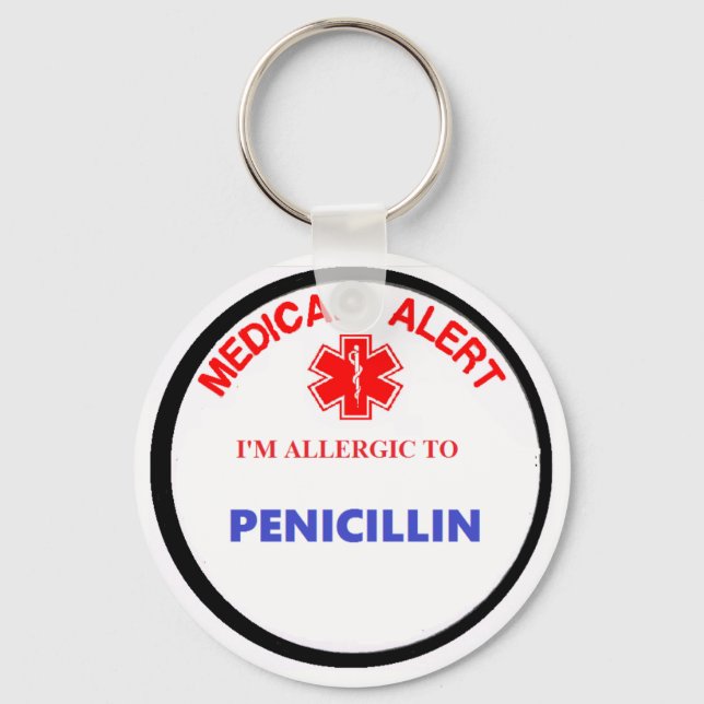 Medical Alert Drug allergy penicillin Key Ring (Front)