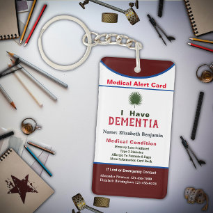 Medical Alert Emergency Contact Custom Card Key Ring