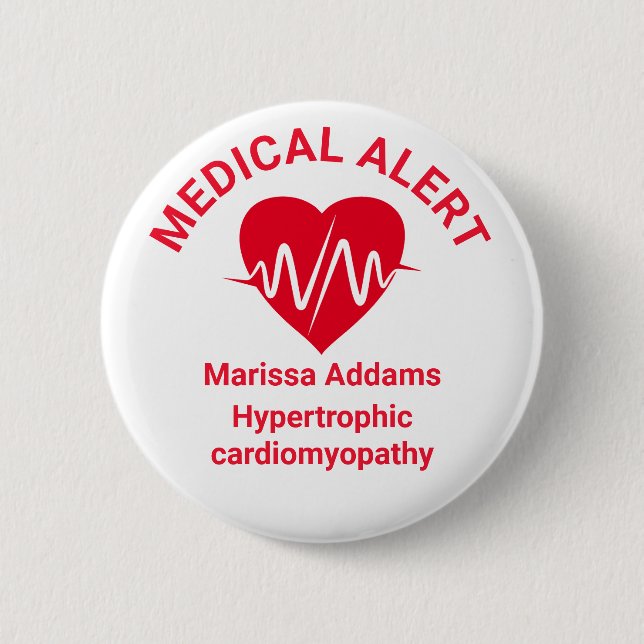 Medical Alert, Heart Patient 6 Cm Round Badge (Front)
