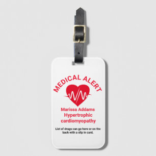 Medical Alert, Heart Patient Luggage Tag