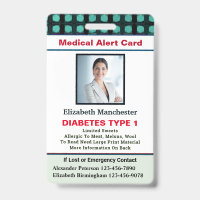 Medical Alert ID Card Photo Name Custom