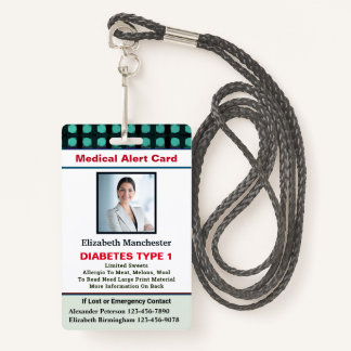 Medical Alert ID Card Photo Name Custom ID Badge