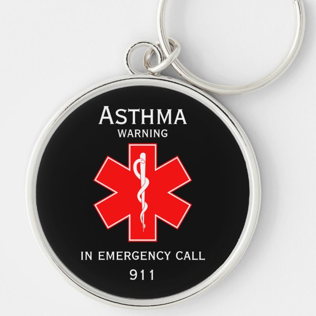 Medical Alert ID Medical Asthma  Key Ring (Front)