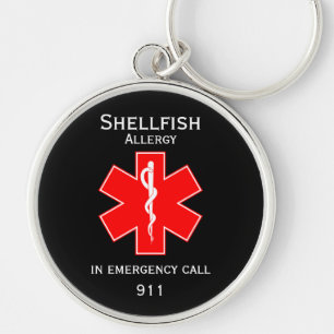 Medical Alert ID Medical Shellfish Allergy Key Ring