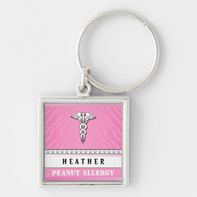 Medical Alert Keychain - Customise - PINK (Front)