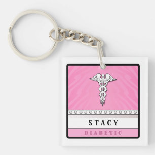 Medical Alert Keychain PINK -  Double Sided