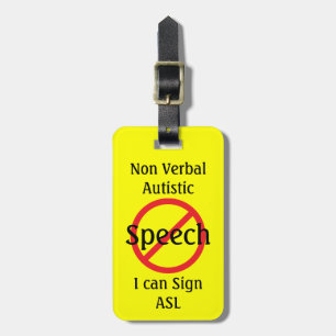 Medical Alert Line Non Verbal Autistic Luggage Tag