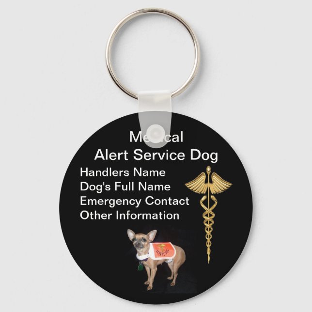 Medical Alert Service Dog ID Key Ring (Front)