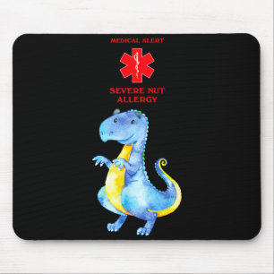 Medical alert severe allergy awareness with dragon mouse pad