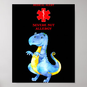 Medical alert severe allergy awareness with dragon poster