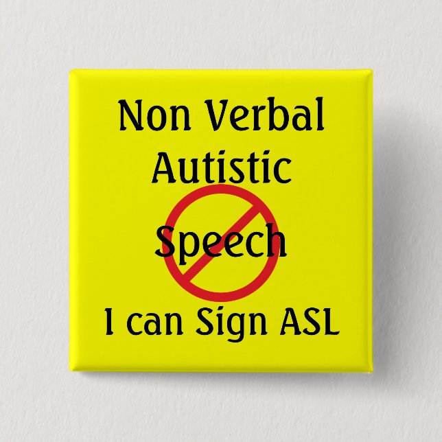 Medical Alert Tools Non Verbal Autistic 15 Cm Square Badge (Front)