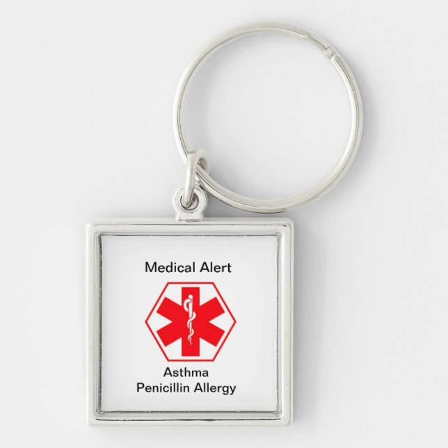 Medical allergy alert keychains (customisable) (Front)