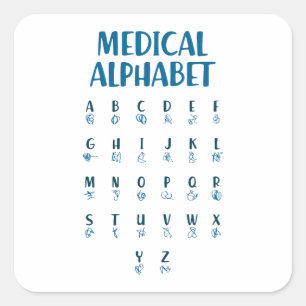 Medical Alphabet Square Sticker