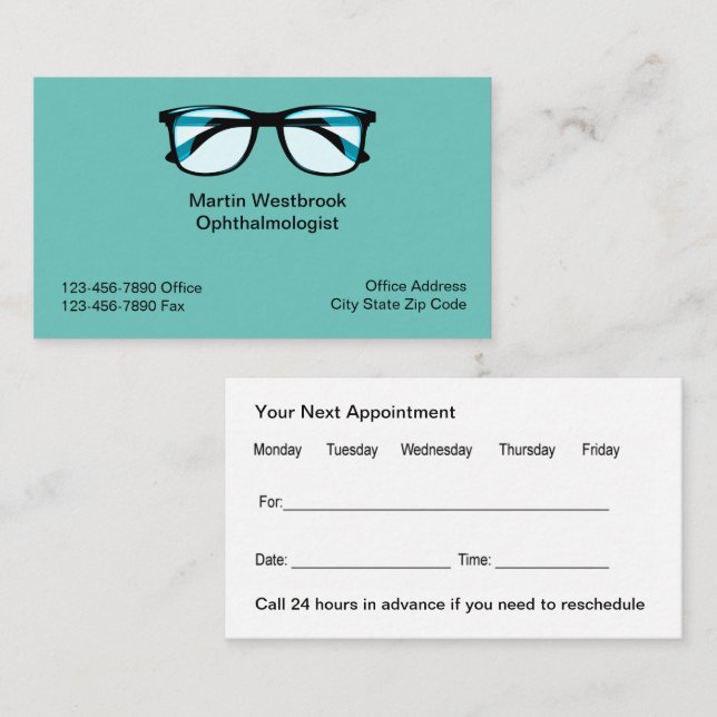 Medical Appointment Business Cards Double Side  (Front/Back)