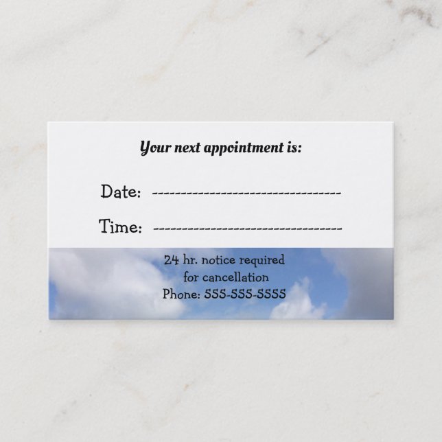 Medical  Appointment Cloudy Skies Card (Front)