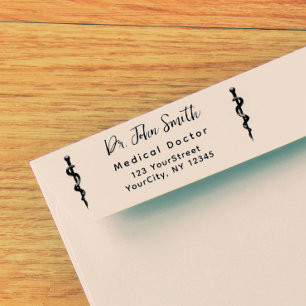 Medical Asclepius Modern Script Return Address Self-inking Stamp