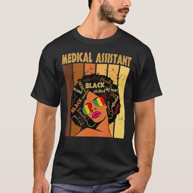 Medical Assistant Afro African American Black Hist T-Shirt (Front)