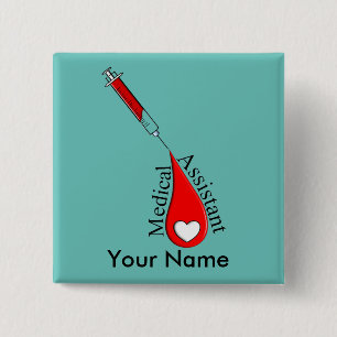 Medical Assistant Blood Drop Art 15 Cm Square Badge