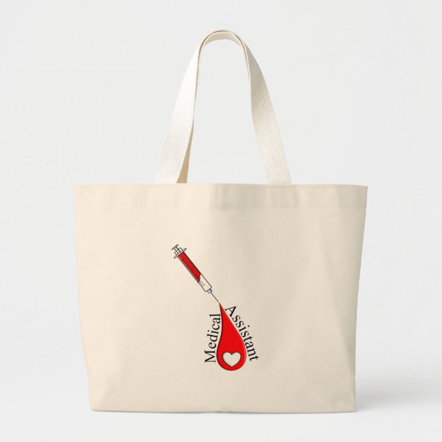Medical Assistant Blood Drop Art Large Tote Bag (Front)