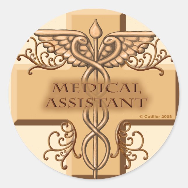 Medical Assistant Caduceus Classic Round Sticker (Front)