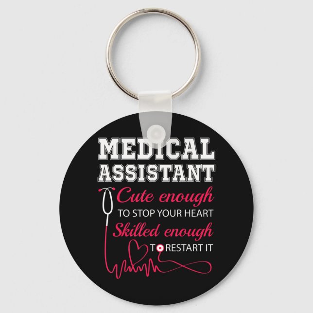 Medical Assistant Cute Nurse Stop Heart Male Femal Key Ring (Front)