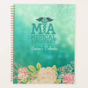 Medical Assistant Green Floral Personalised Planner