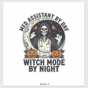 Medical Assistant Halloween Witch Vintage Engravin
