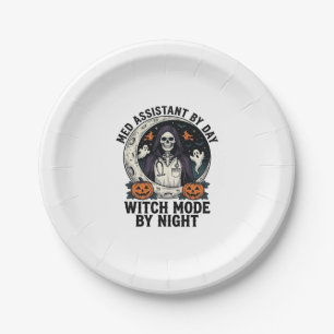 Medical Assistant Halloween Witch Vintage Engravin Paper Plate