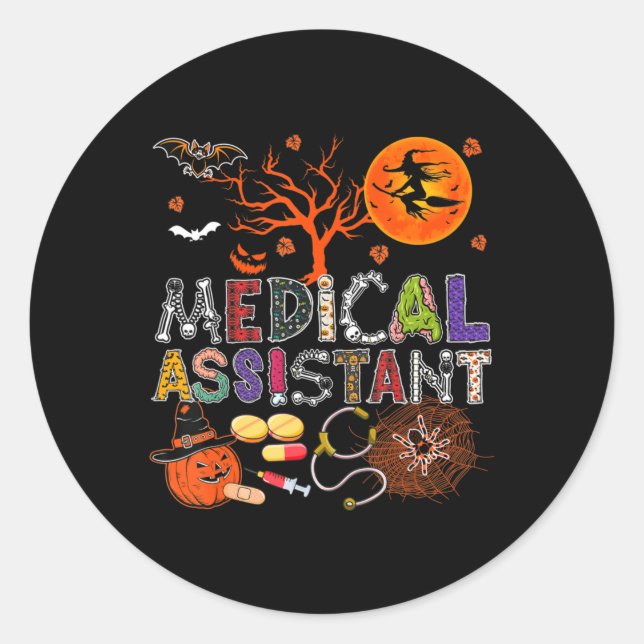 Medical Assistant Halloween Zombie Costume Scary P Classic Round Sticker (Front)
