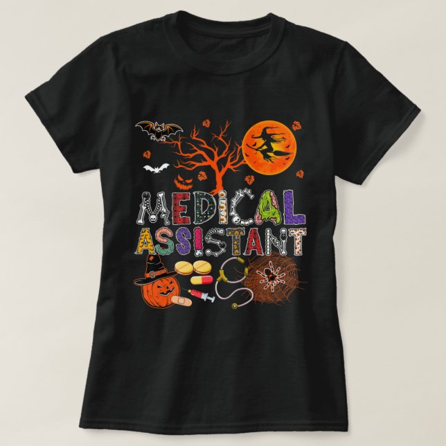 Medical Assistant Halloween Zombie Costume Scary P T-Shirt (Design Front)