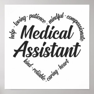 Medical Assistant Heart Word Cloud Poster