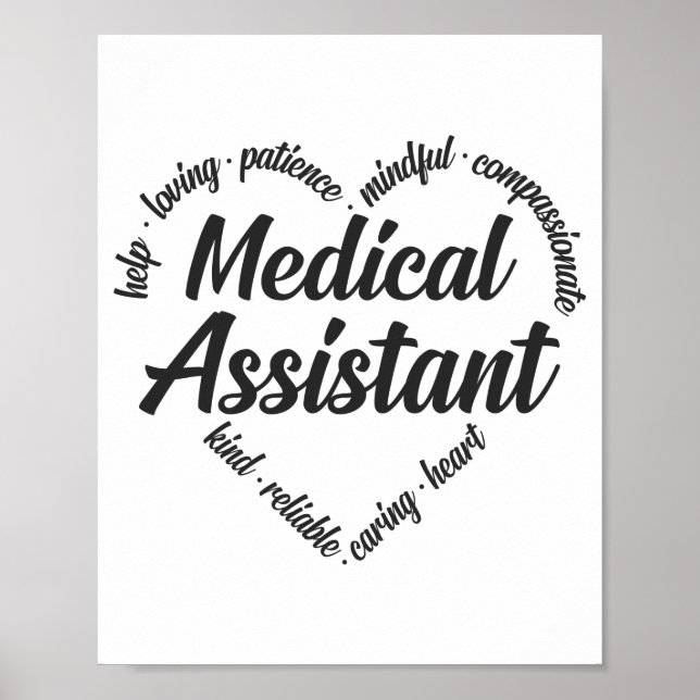 Medical Assistant Heart Word Cloud Poster (Front)