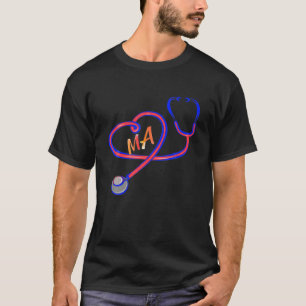 Medical Assistant Heart Word Colourful Stethoscope T-Shirt