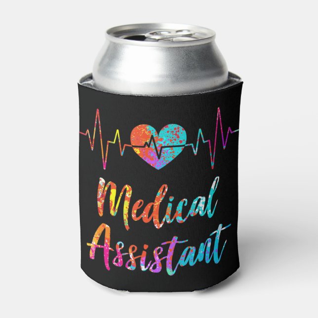 Medical Assistant Heartbeat Nursing Hospital Heart Can Cooler (Can Front)