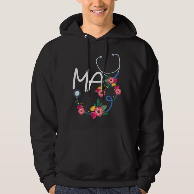 Medical Assistant Hospital Stethoscope Floral Wrea Hoodie (Front)