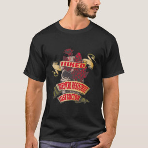 Medical Assistant Instructor Inked Skull Red Roses T-Shirt
