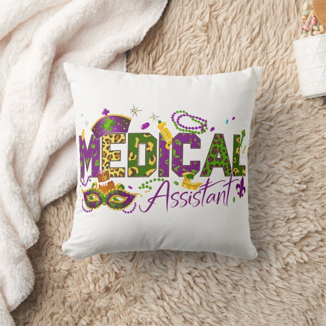 Medical Assistant - Mardi Gras Cushion (Blanket)